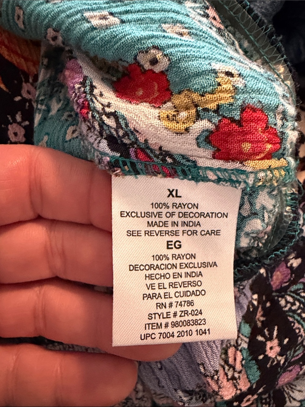 Sleeveless Floral Boho Tunic in Teal & Black - Picture 4 of 4